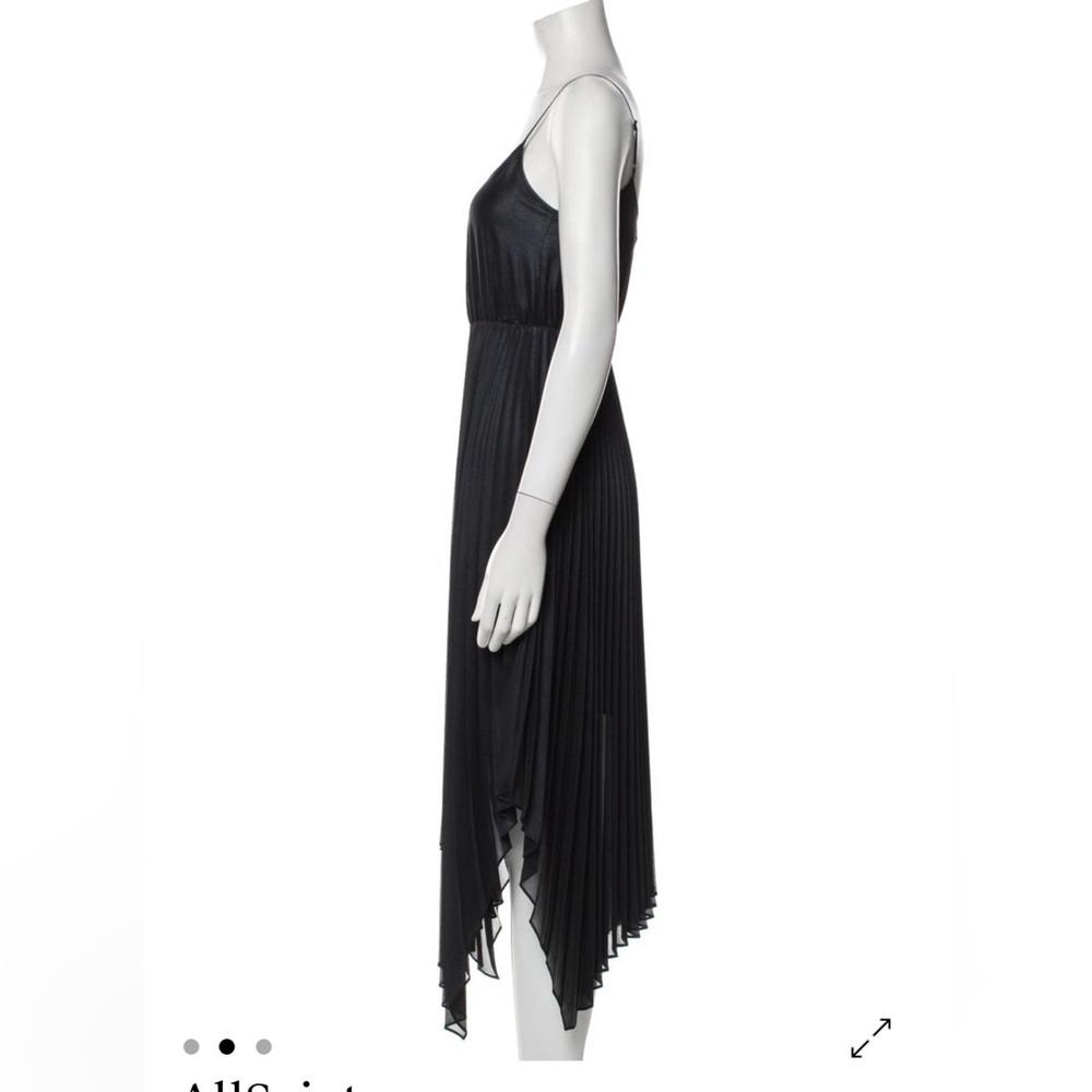 All Saints Beige Pleated Midi Dress - Picture 4 of 7